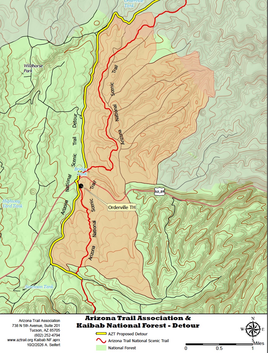 Temporary Detour Near Orderville Trailhead