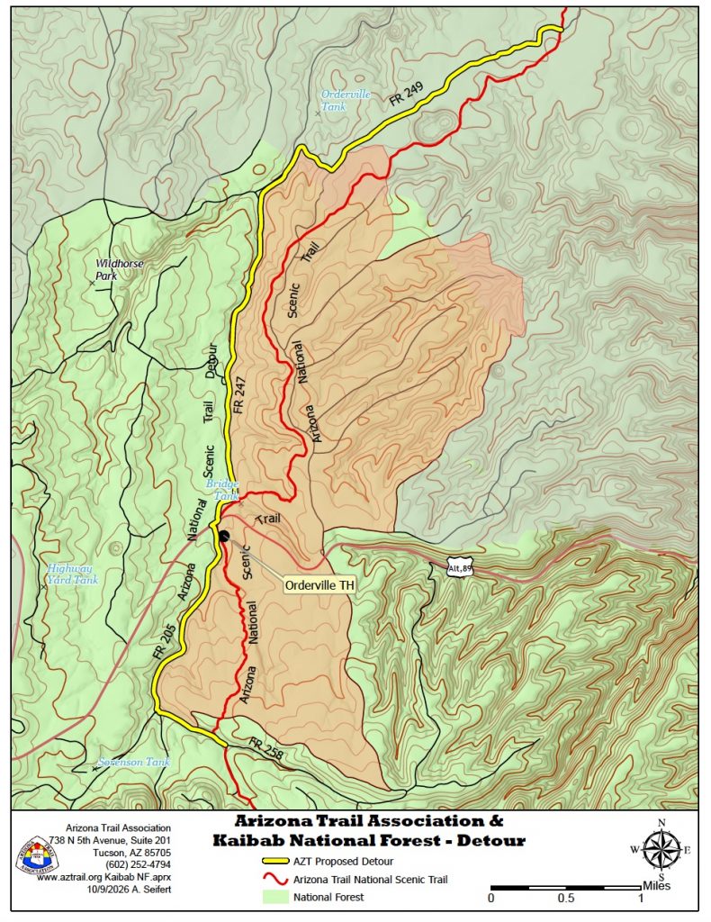 Temporary Detour Near Orderville Trailhead