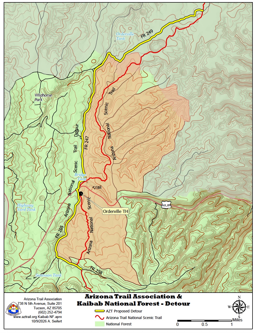 Temporary Detour Near Orderville Trailhead