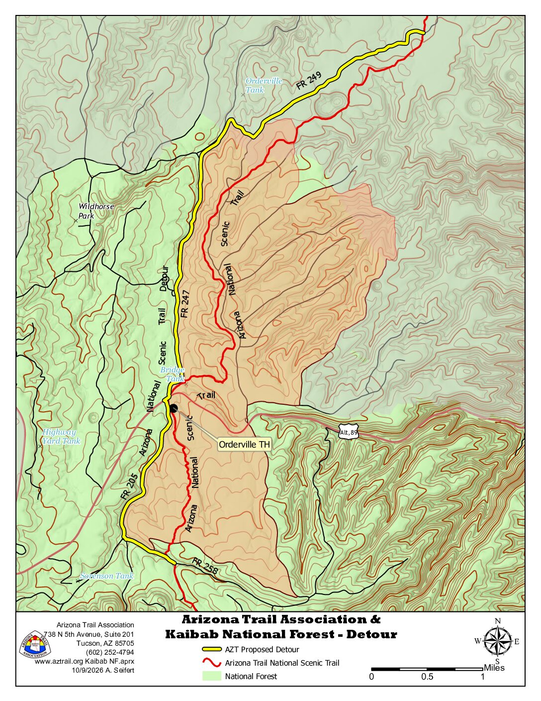 Temporary Detour Near Orderville Trailhead